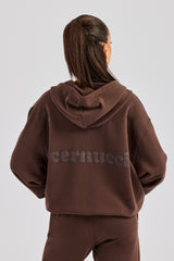 Womens Zip Through Hoodie - Chocolate