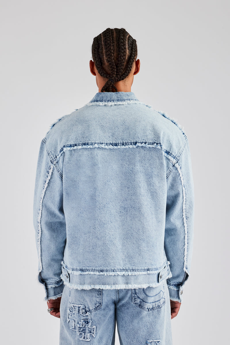 Raw Edge Denim Jacket - Iced Blue