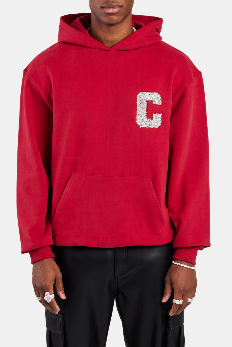 Cernucci Pearl Embellished Hoodie - Red