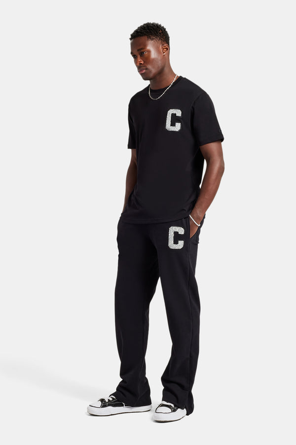 Embellished C T-Shirt & Jogger - Black