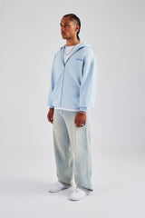 Cherub Text Zip Hoodie - Light Blue