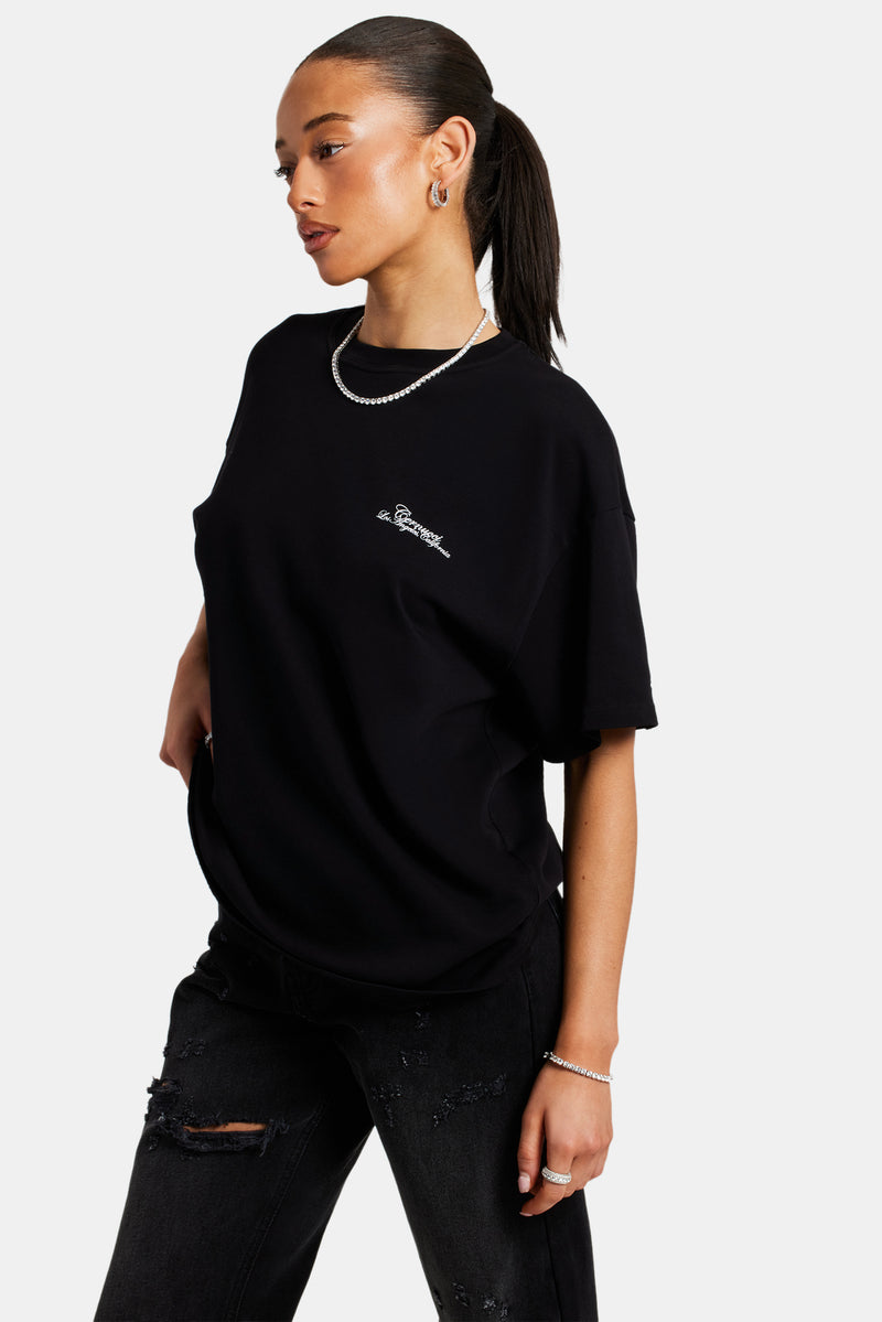 Womens California Text Oversized T-Shirt - Black