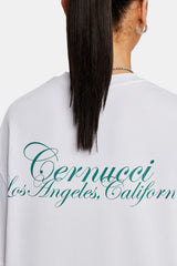 Oversized California Text Print T-Shirt - White