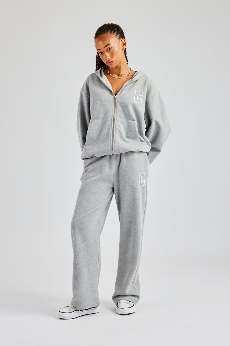 C Embroidered Zip Through Tracksuit - Grey Marl