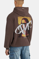 Portrait Graffiti Graphic Hoodie - Chocolate