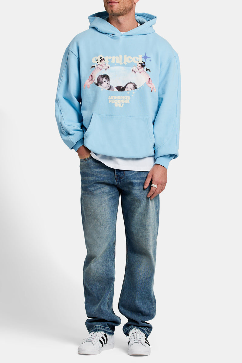 Cherub Graphic Hoodie - Light Blue