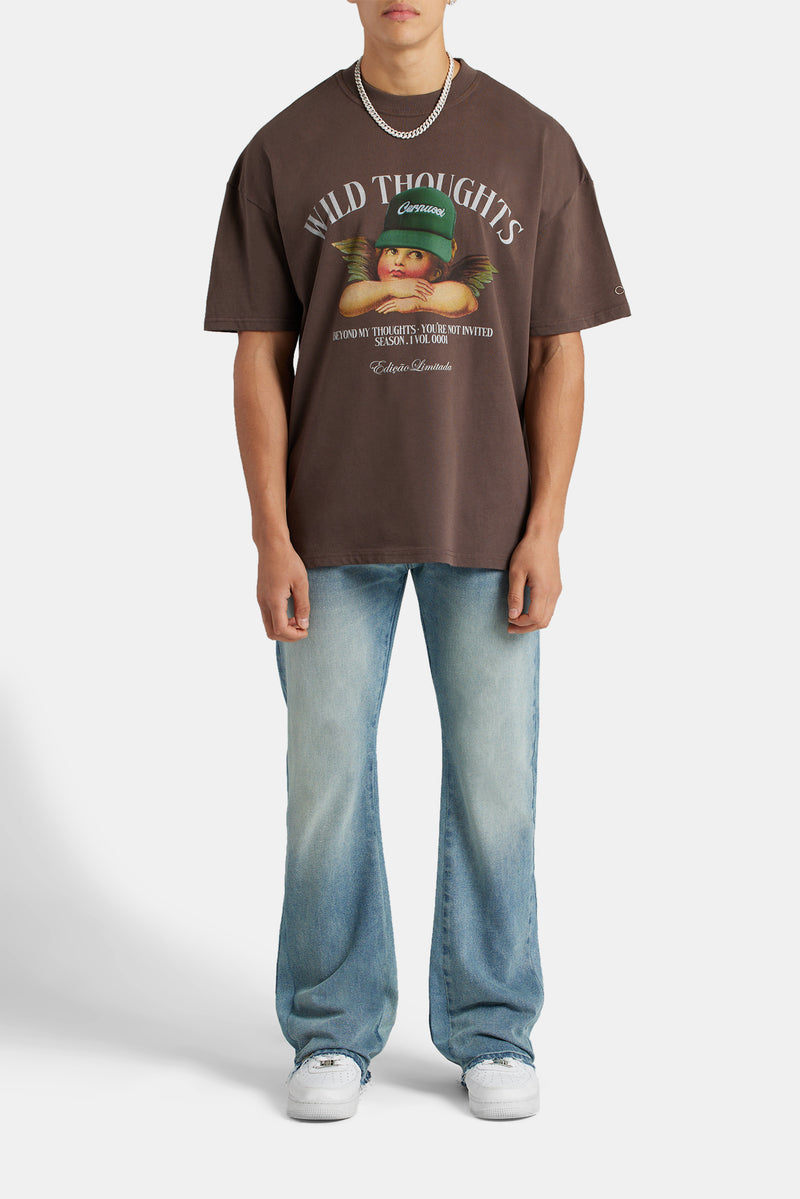 Oversized Wild Thoughts Cherub T-Shirt - Chocolate