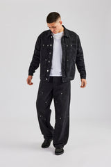 Oversized Carpenter Denim Jacket & Baggy Jean - Washed Black