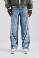 Baggy Spliced Raw Edge Jean