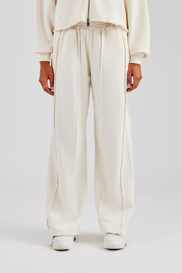 Raw Edge Waistband Jogger - Off White