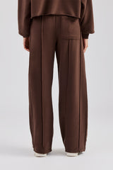 Raw Edge Waistband Jogger - Chocolate