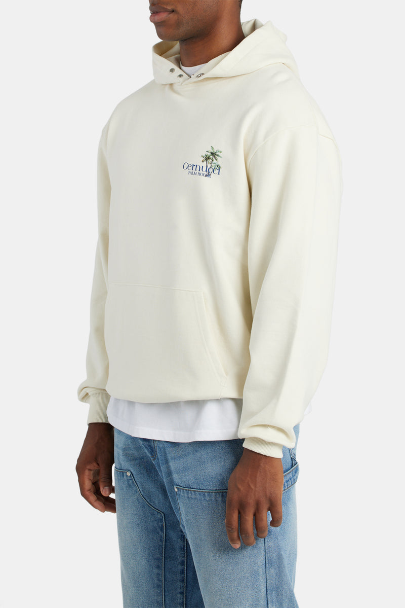 Cernucci Palm House Graphic Hoodie - Ecru