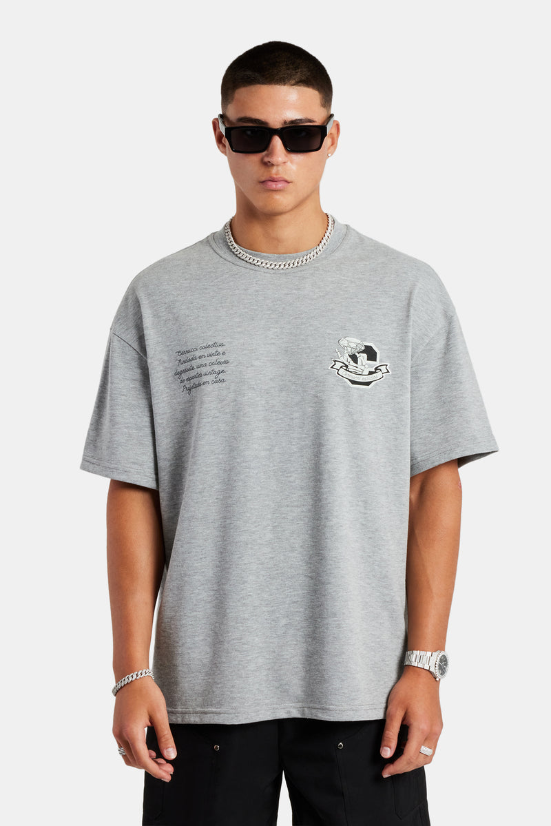 C Diamond Oversized T-Shirt - Grey Marl