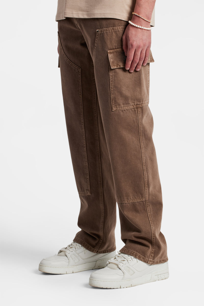 Relaxed Cargo Carpenter Jean - Washed Brown