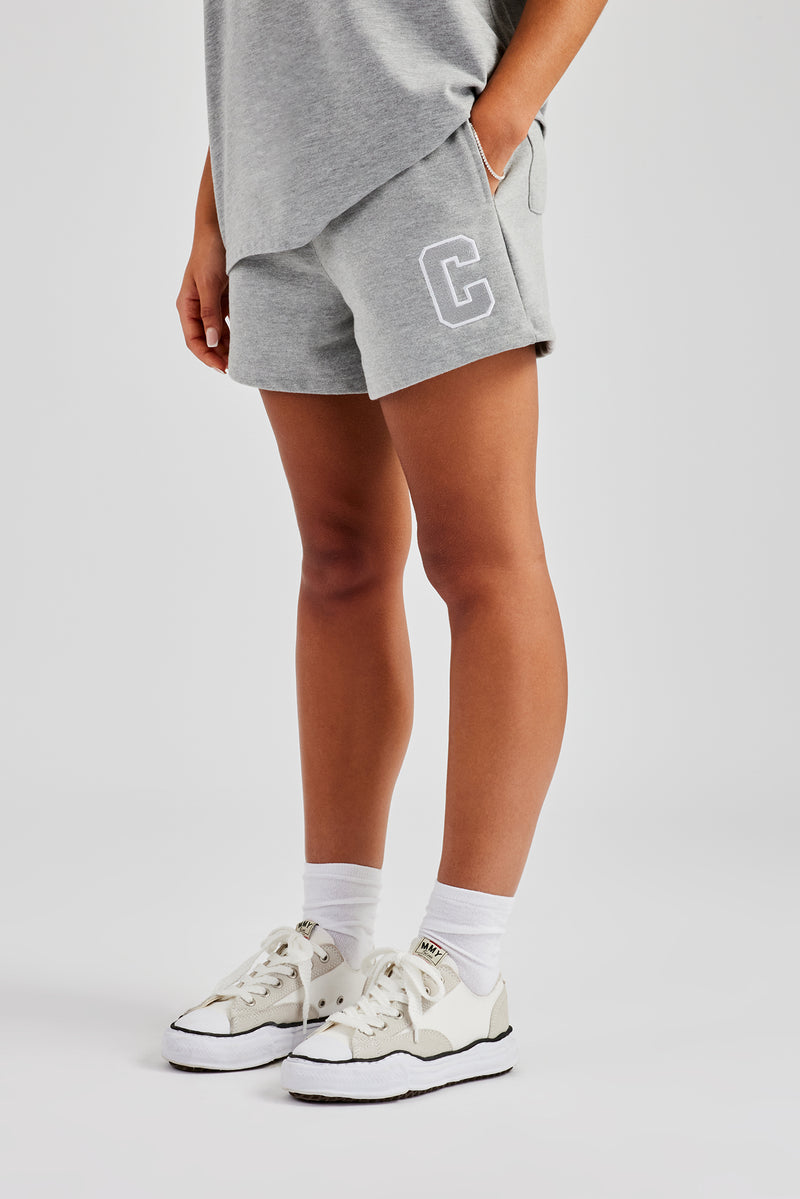 C Embroidered Short - Grey Marl