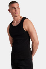 Cernucci Muscle Fit Ribbed Vest - Black