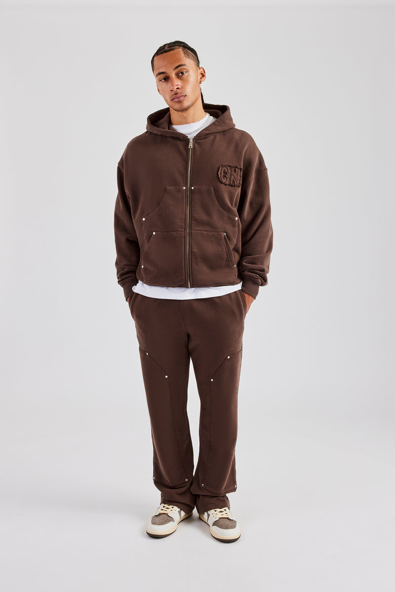 Carpenter Raw Edge Straight Leg Jogger - Chocolate