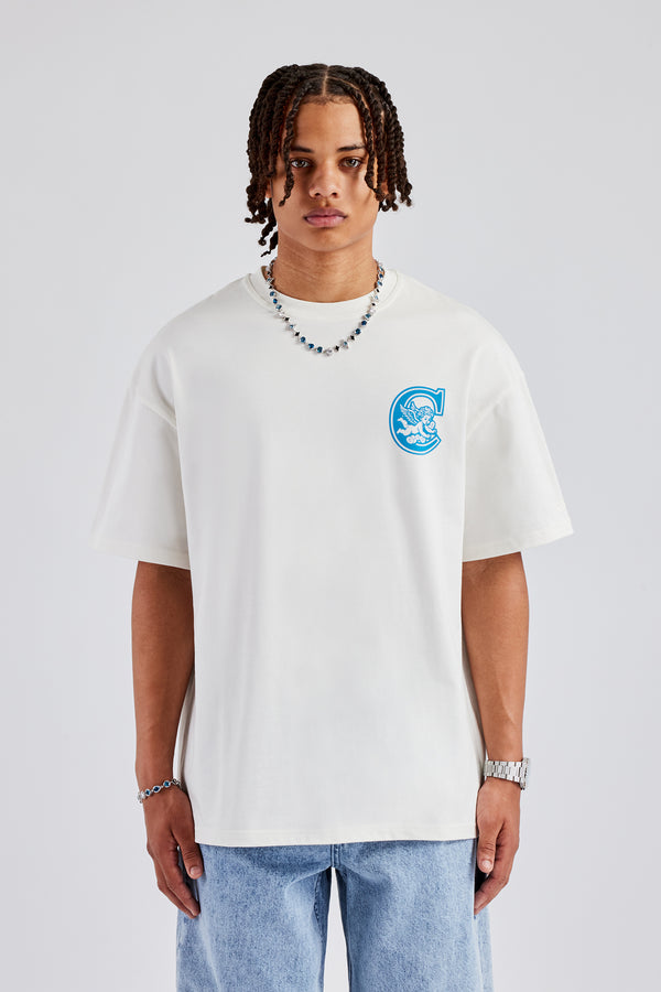 Members Club Back Print Oversized T-Shirt - Off White