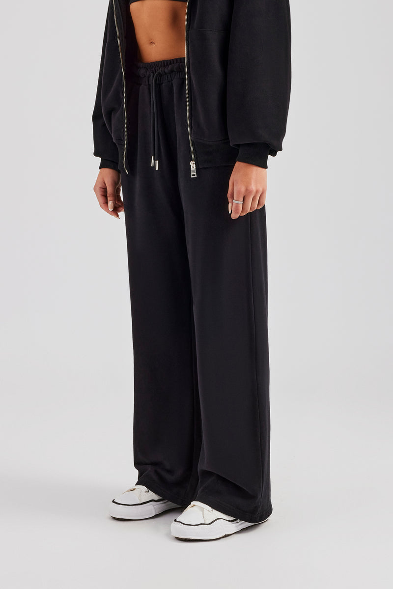 Ladies Wide Leg Jogger - Black