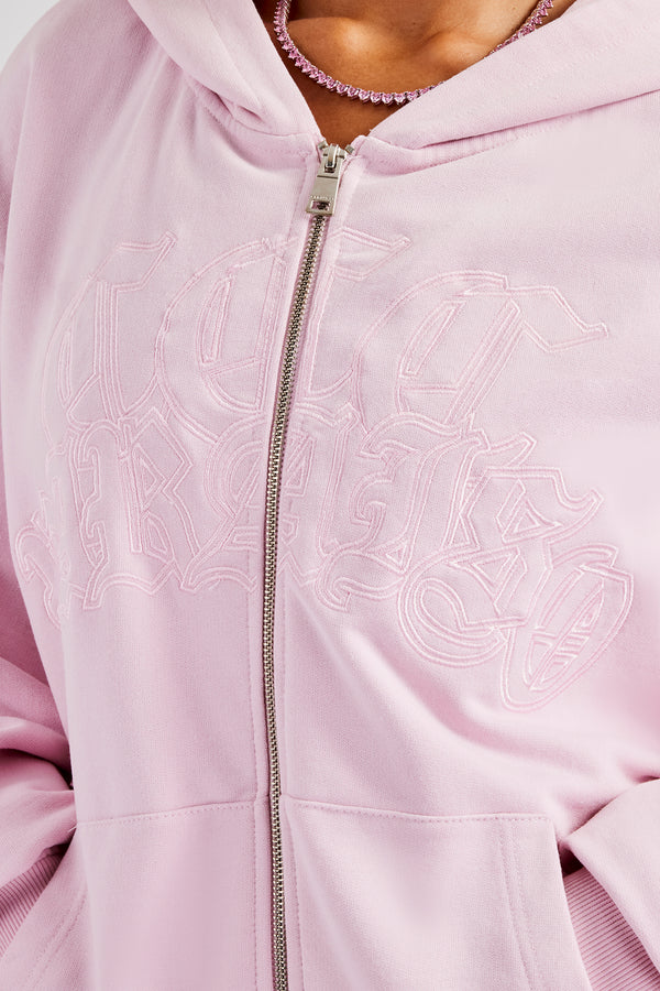 Womens Paraiso Embroidered Zip Hoodie - Pink