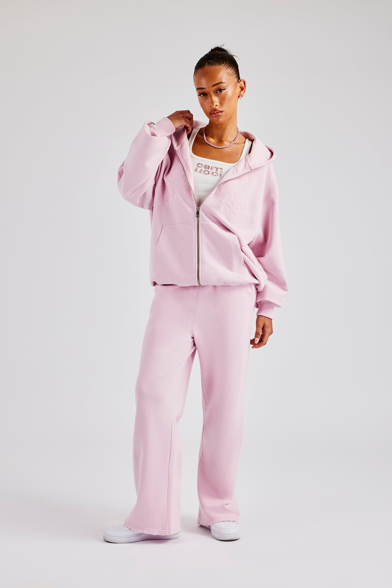 Womens Paraiso Embroidered Tracksuit Pink Womens Sets Shop Tracksuits at CERNUCCI.COM Cernucci