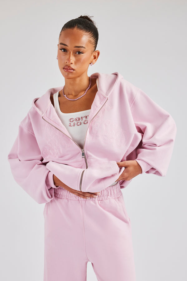 Womens Paraiso Embroidered Tracksuit - Pink