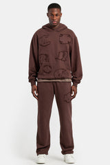 Raw Edge Applique Jogger  - Brown