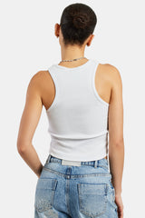 Ribbed Applique Vest - White