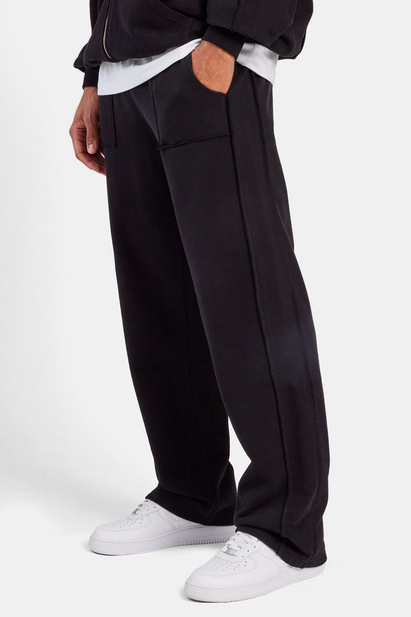 Exposed Seam Straight Leg Jogger - Black