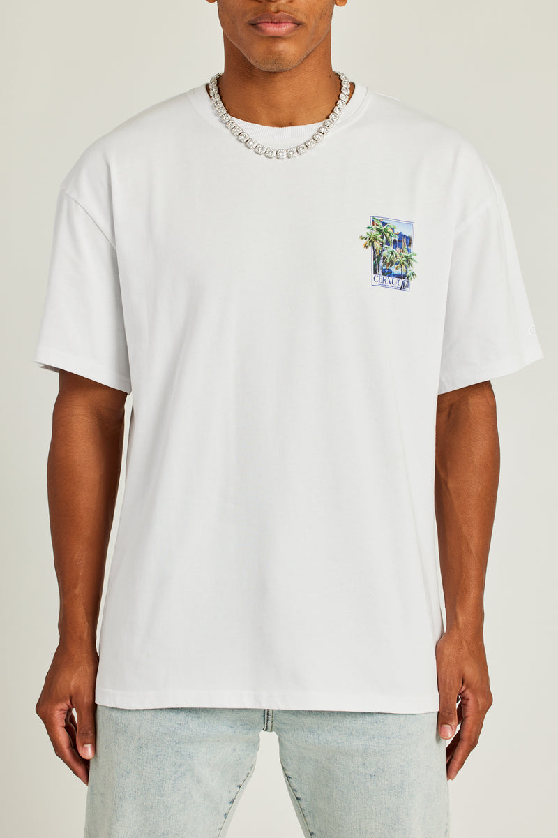 Cernucci Palm Villa Graphic T-Shirt - White