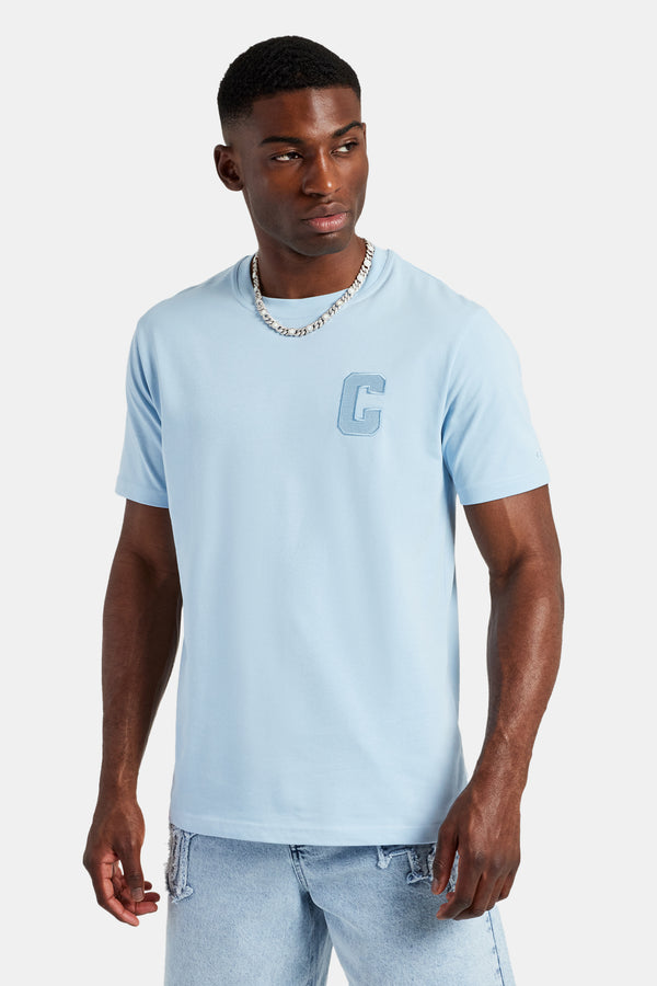 C Embroidered T-Shirt - Light Blue