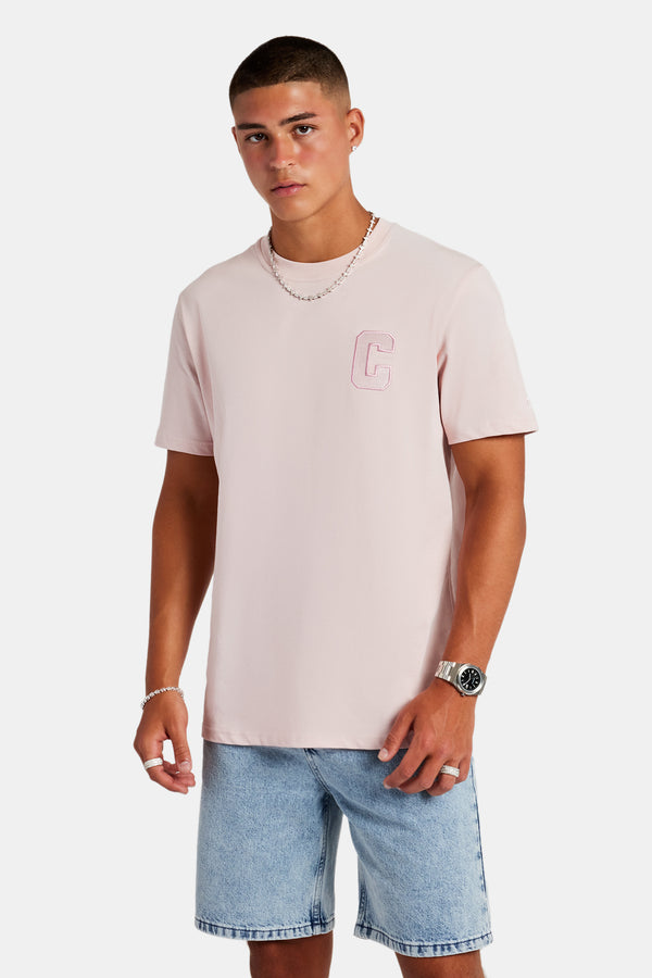 C Embroidered T-Shirt - Light Pink