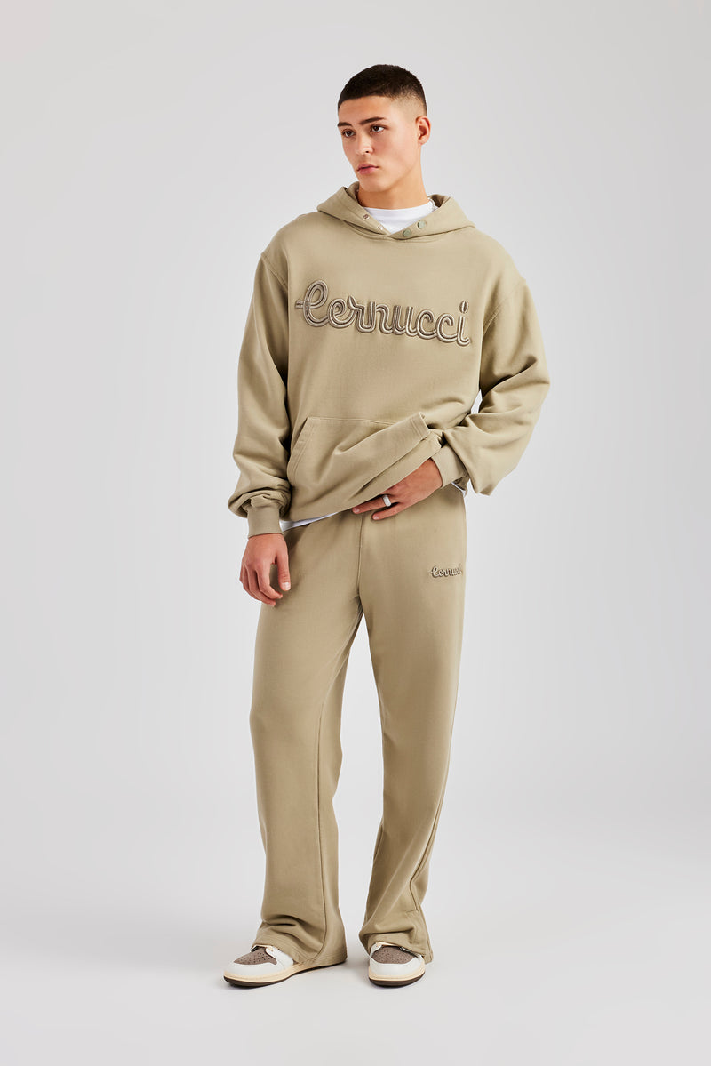 Tonal Oversized Hoodie & Split Hem Jogger - Taupe