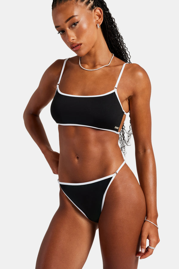 Womens Contrast Bikini Top - Black