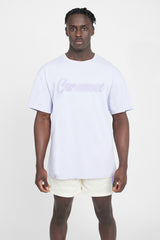 Oversized Cernucci Classic Embroidered T-Shirt - Lilac