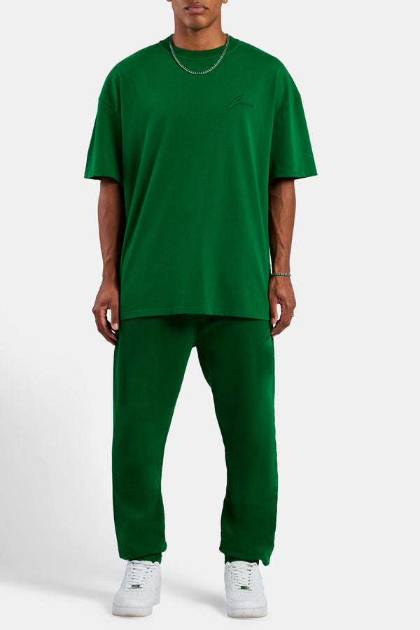 Cernucci Font Oversized T-Shirt - Dark Green