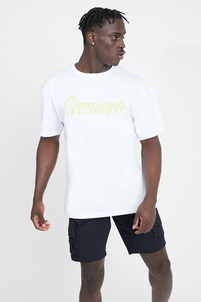 Oversized Cernucci Outline T-Shirt - White