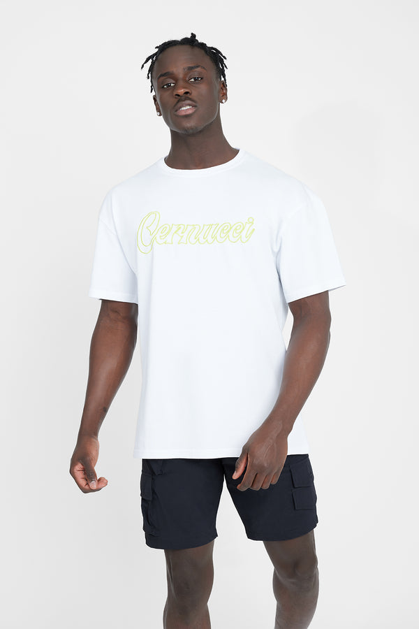 Oversized Cernucci Outline T-Shirt - White