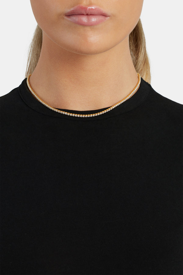 Womens 2.5mm Micro Tennis Chain - Gold