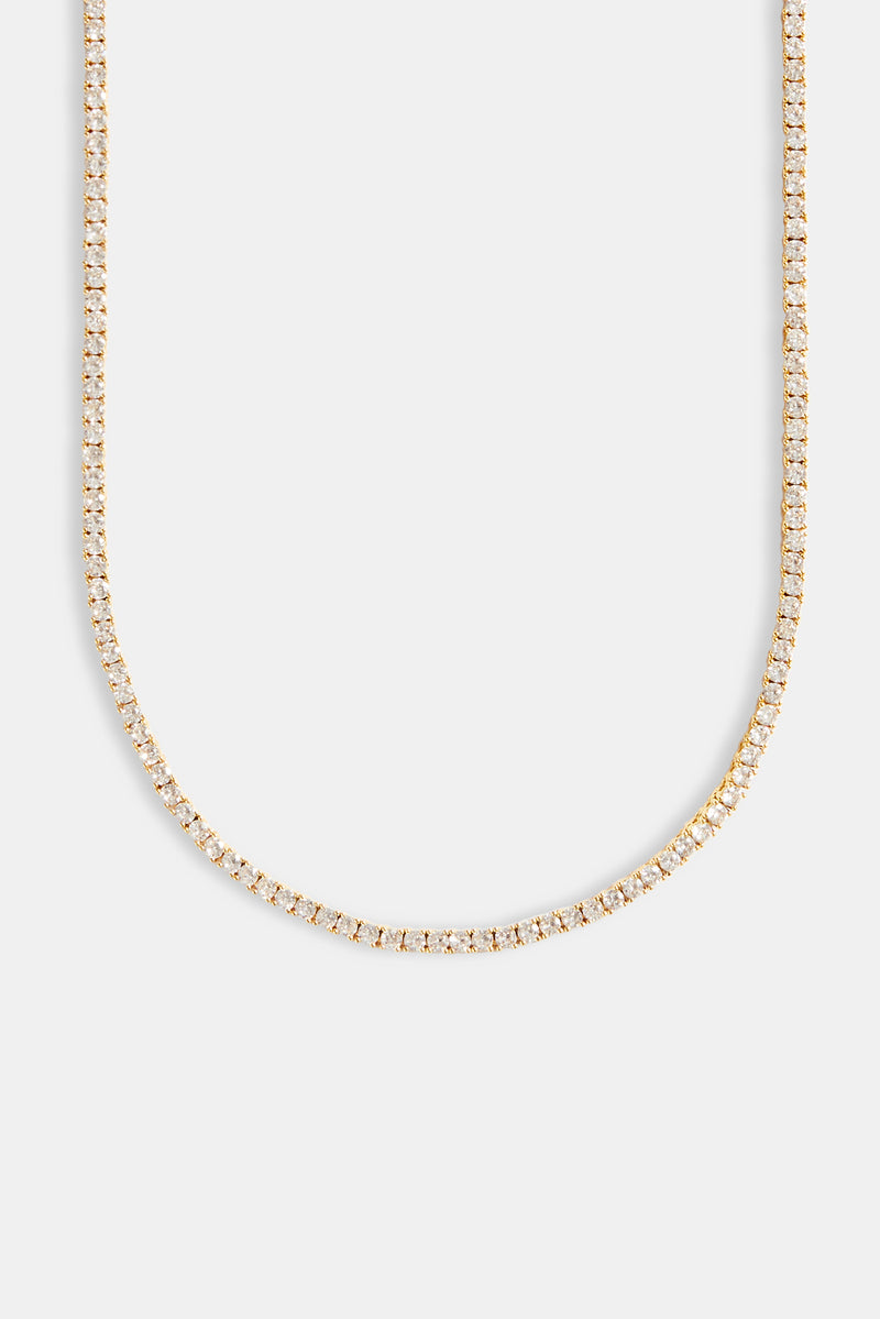 Womens 3mm Gold Plated Tennis Chain