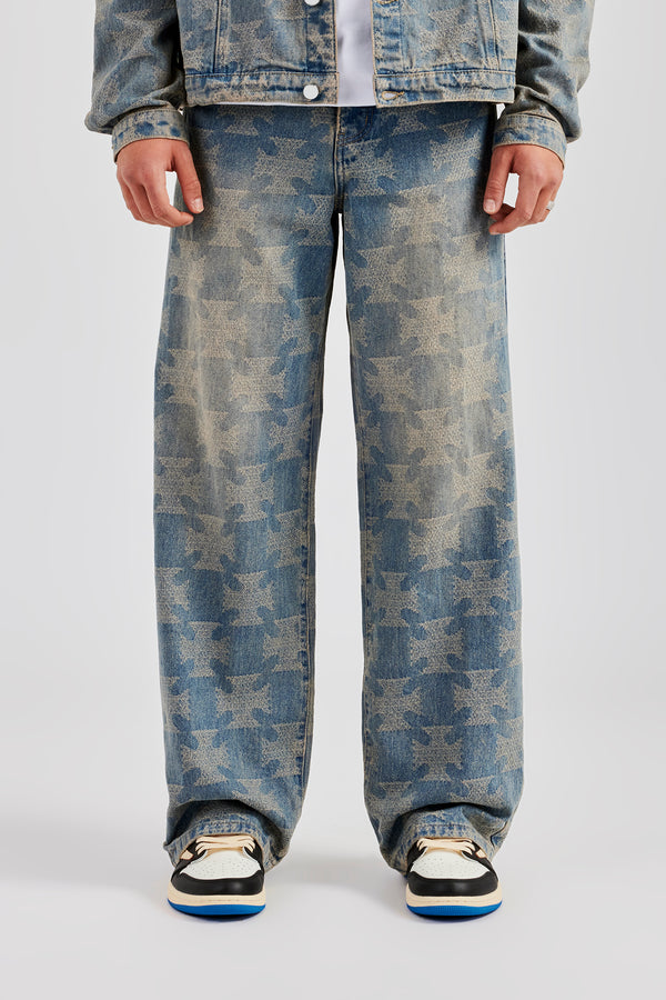 Etched Baggy Fit Jean - Antique Wash