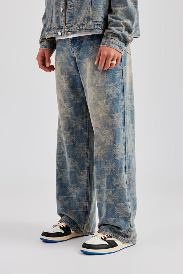 Etched Baggy Fit Jean - Antique Wash