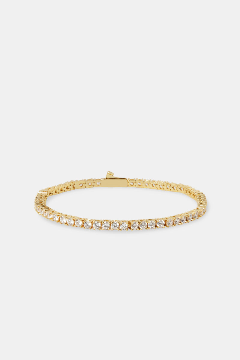 Womens 3mm Tennis Bracelet - Gold