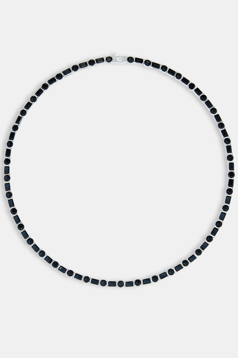 Round & Rectangular Tennis Chain - Black