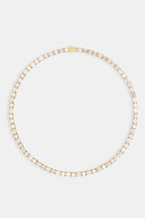 Round & Rectangular Tennis Chain - Gold 5mm