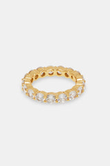 925 Gold Plated Iced Single Row Tennis Ring