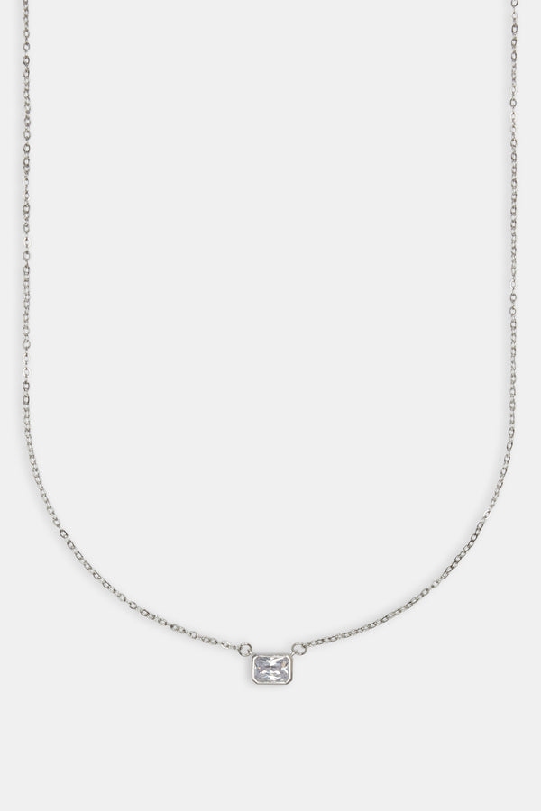 Clear Gemstone Necklace - White