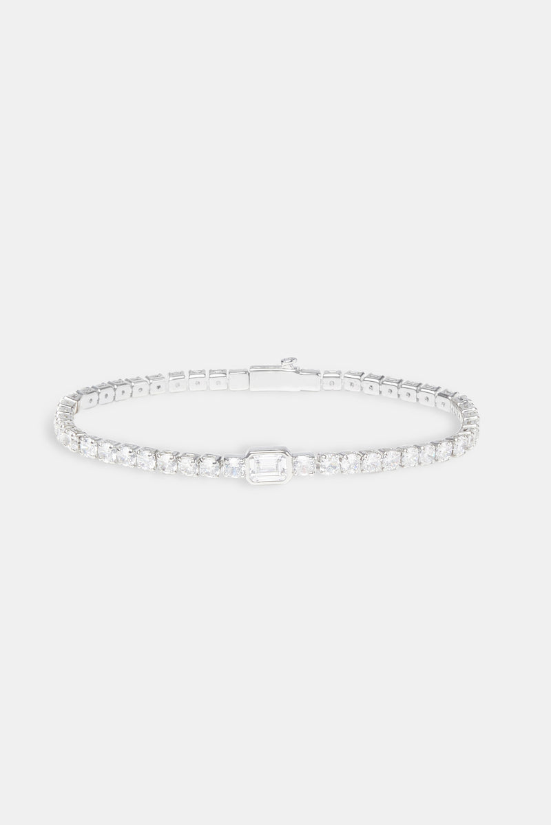 Clear Gemstone Tennis Bracelet - White 3mm