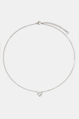 Clear Heart Bezel Necklace - White