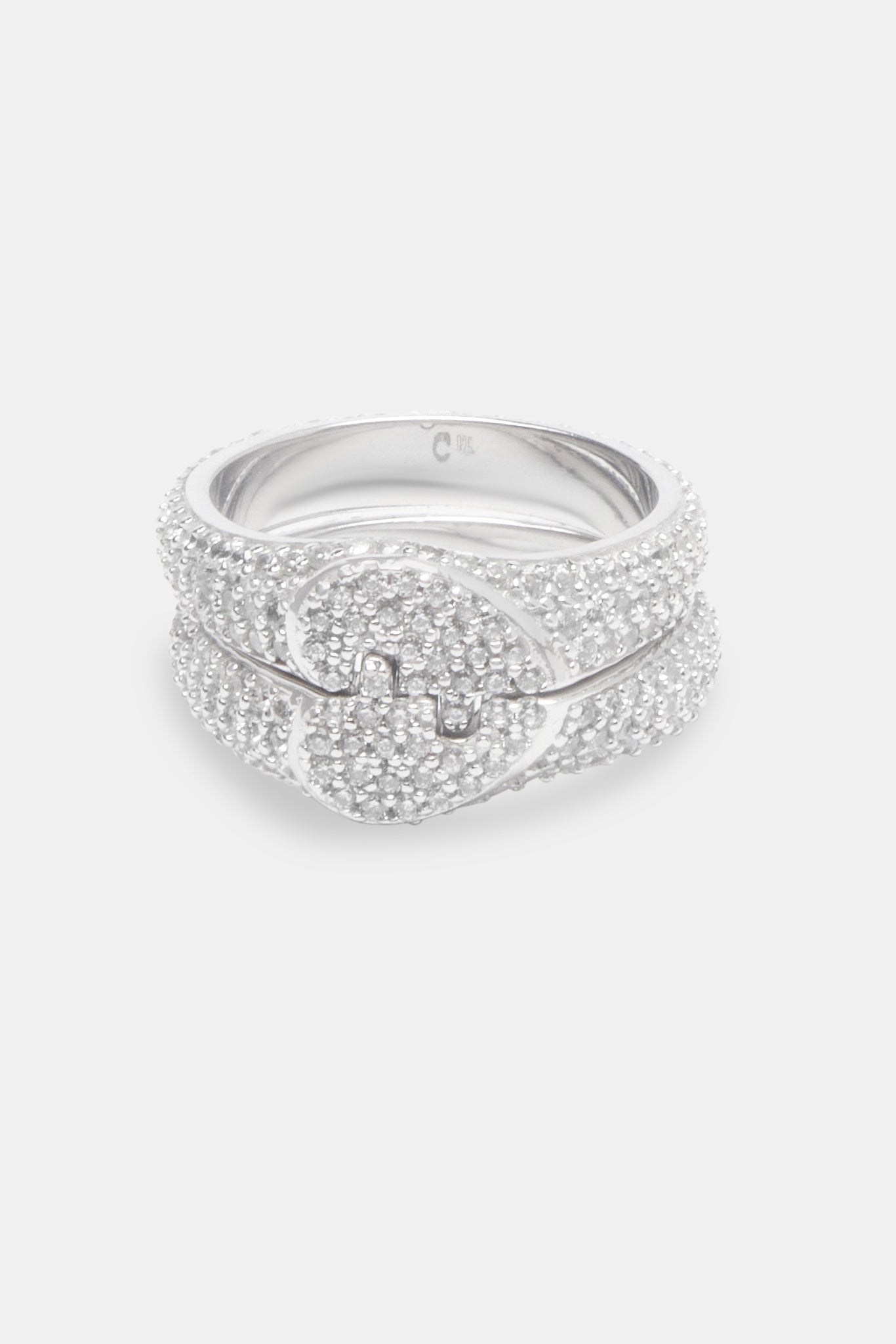 Iced Connecting Heart Ring - White Gold | Mens Rings | Shop Motif Rings ...